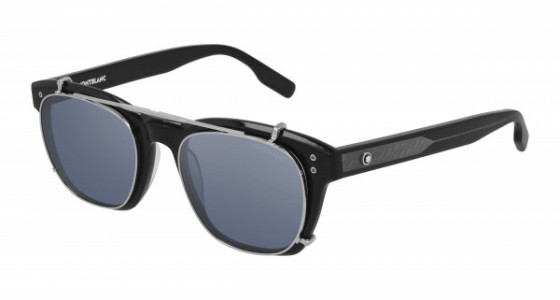 Montblanc MB0122S Sunglasses, 003 - BLACK with BLUE lenses