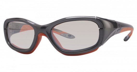 Rec Specs Slam Sports Eyewear, 324 Shiny Grey/Orange (Clear With Silver Flash Mirror)