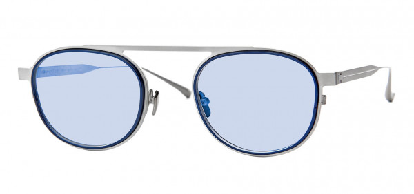 Thierry Lasry KEENY SUN Sunglasses, Silver & Blue w/ Solid Grey Lenses