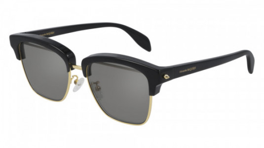 Alexander McQueen AM0297S Sunglasses, 002 - GOLD with BLACK temples and GREY lenses