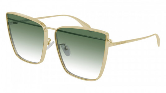 Alexander McQueen AM0298S Sunglasses, 004 - GOLD with GREEN lenses