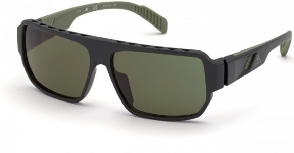 adidas SP0038 Sunglasses, 02N - Matte Black / Green