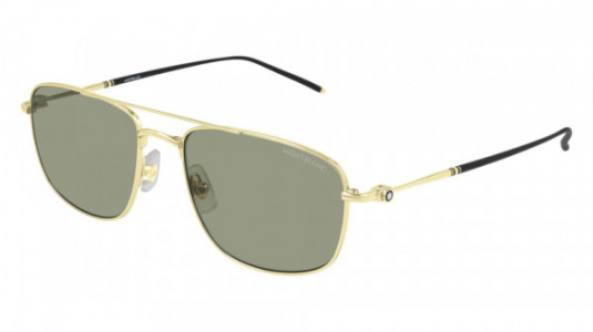 Montblanc MB0127S Sunglasses, 003 - GOLD with GREEN lenses