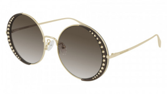 Alexander McQueen AM0311S Sunglasses, 002 - GOLD with BROWN lenses
