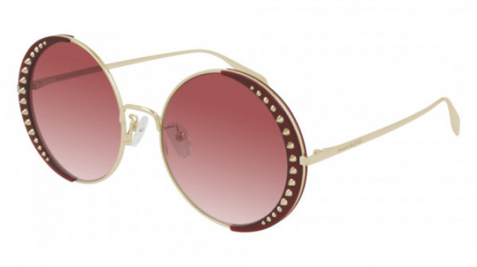 Alexander McQueen AM0311S Sunglasses, 003 - GOLD with RED lenses