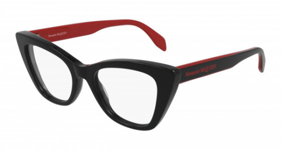 Alexander McQueen AM0305O Eyeglasses, 003 - BLACK with TRANSPARENT lenses