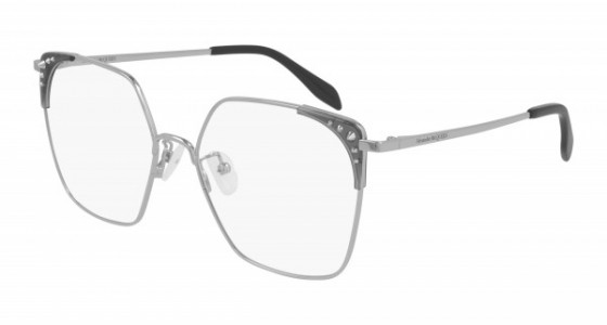 Alexander McQueen AM0312O Eyeglasses, 001 - SILVER with TRANSPARENT lenses
