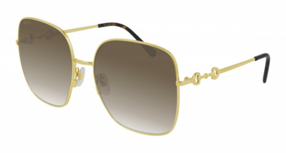 Gucci GG0879S Sunglasses, 002 - GOLD with BROWN lenses