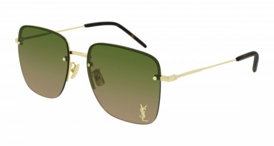 Saint Laurent SL 312 M Sunglasses, 003 - GOLD with GREEN lenses