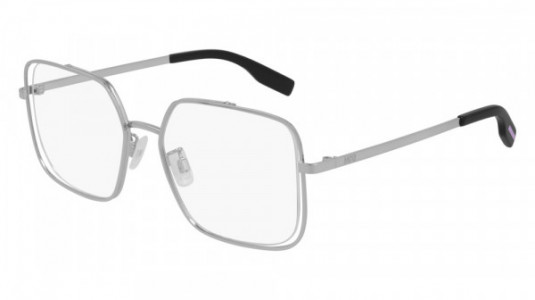 McQ MQ0318O Eyeglasses, 001 - SILVER with TRANSPARENT lenses