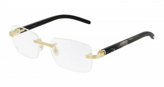 Cartier CT0286O Eyeglasses, 001 - GOLD with BLACK temples and TRANSPARENT lenses