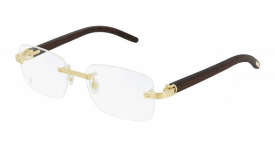 Cartier CT0286O Eyeglasses, 002 - GOLD with BROWN temples and TRANSPARENT lenses