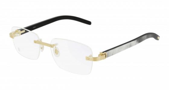 Cartier CT0286O Eyeglasses, 003 - GOLD with WHITE temples and TRANSPARENT lenses