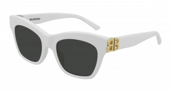 Balenciaga BB0132S Sunglasses, 006 - WHITE with GOLD temples and GREY lenses