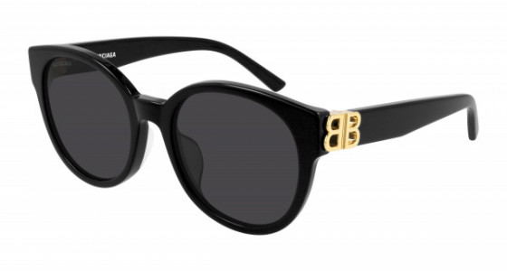 Balenciaga BB0134SA Sunglasses, 001 - BLACK with GOLD temples and GREY lenses