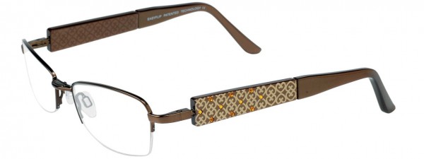 EasyClip O1073 Eyeglasses, SATIN BROWN/BROWN AND YELLOW S