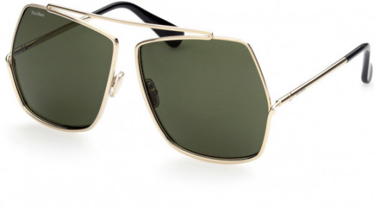 Max Mara MM0006 Elsa Sunglasses, 08A - Shiny Pale Gold, Black / Green
