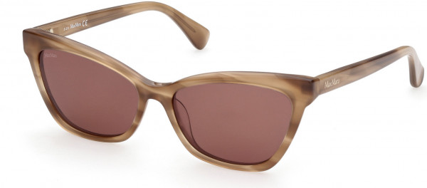 Max Mara MM0011 Logo5 Sunglasses, 47E - Shiny Striped Camel, Shiny Pale Gold / Brown