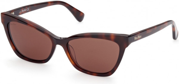 Max Mara MM0011 Logo5 Sunglasses, 52E - Shiny Classic Dark Havana, Shiny Pale Gold / Brown