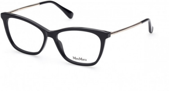 Max Mara MM5009 Eyeglasses, 001 - Shiny Black / Shiny Pale Gold