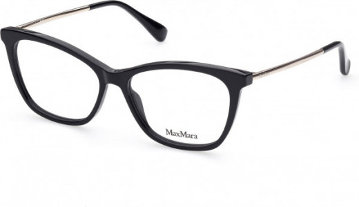 Max Mara MM5009 Eyeglasses, 001 - Shiny Black / Shiny Pale Gold