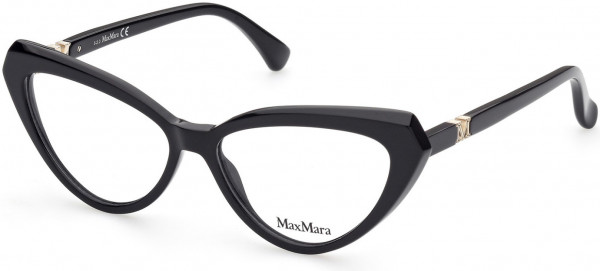 Max Mara MM5015 Eyeglasses, 001 - Shiny Black, Shiny Pale Gold 