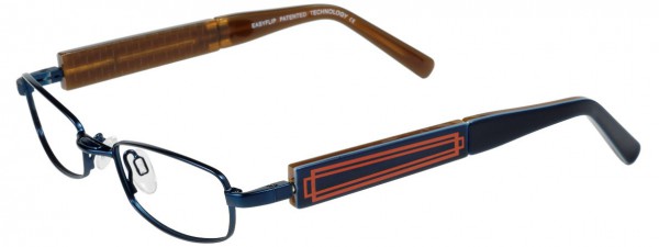 EasyClip O1074 Eyeglasses, SATIN DARK STEEL BLUE AND BROWN
