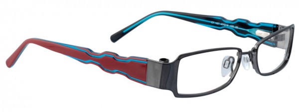 EasyTwist CT187 Eyeglasses, SHINY DARK GREY/RED AND CLEAR TU