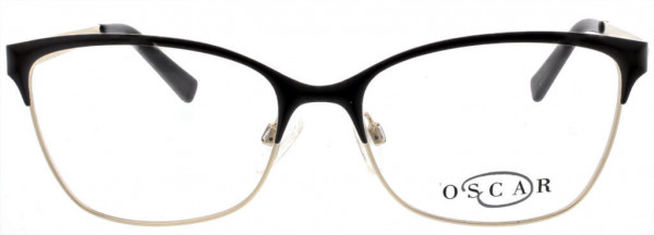 O by Oscar de la Renta OSL473 Eyeglasses, 001 Matte Black With Shiny Gold Eyewire And Back Of Frame