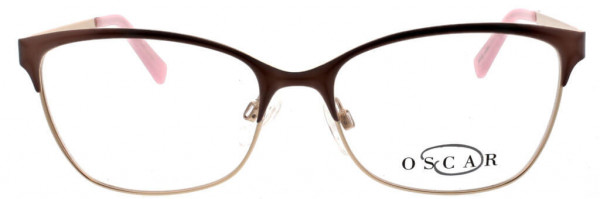 O by Oscar de la Renta OSL473 Eyeglasses, 210 Matte Brown with Shiny Rose Gold Eyewire and Back of Frame