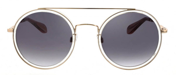 BCBGMAXAZRIA BA4014 Sunglasses, 770 Shiny Light Gold with Crystal Clear Insert