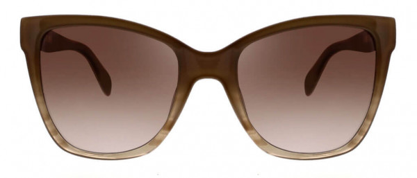 BCBGMAXAZRIA BA5003 Sunglasses, 264 Cloudy Olive with Shiny Gold/Solid Brown with Gold Flash