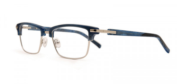 Milk Easton Eyeglasses, Blue Marble With Silver Metal