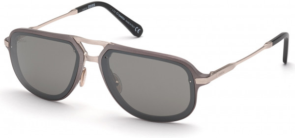 Omega OM0030 Sunglasses, 12C - Shny Satin Dark Ruthenium & Pale Gold, Shny Black/smoke W Silvr Mirror
