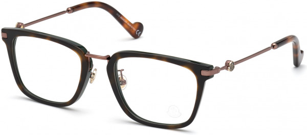 Moncler ML5112-D Eyeglasses, 056 - Shiny Havana W. Dark Green & Shiny Dark Bronze