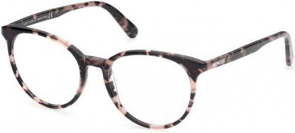 Moncler ML5117 Eyeglasses, 055 - Shiny Classic Havana W. Shiny Transparent Peach
