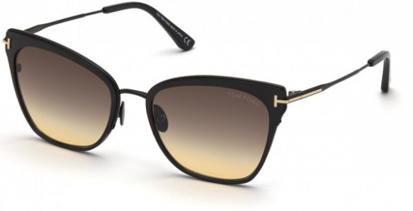Tom Ford FT0843 Faryn Sunglasses, 01B - Shiny Black Front W. Shiny Rose Gold / Grad. Smoke-To-Yellow Lenses