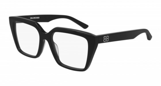 Balenciaga BB0130O Eyeglasses, 001 - BLACK with TRANSPARENT lenses