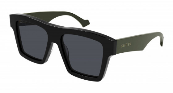 Gucci GG0962S Sunglasses, 009 - BLACK with GREEN temples and GREY lenses