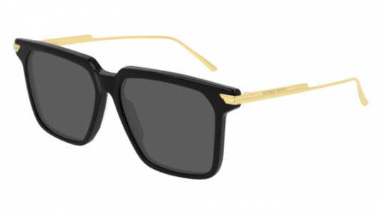 Bottega Veneta BV1006S Sunglasses, 001 - BLACK with GOLD temples and GREY lenses