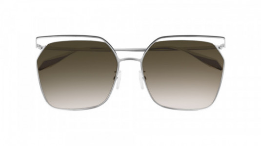 Alexander McQueen AM0254S Sunglasses, 003 - RUTHENIUM with GREEN lenses
