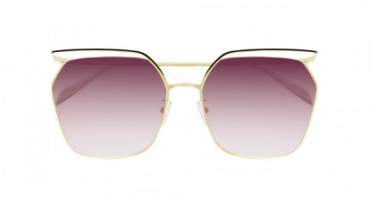 Alexander McQueen AM0254S Sunglasses, 004 - GOLD with RED lenses