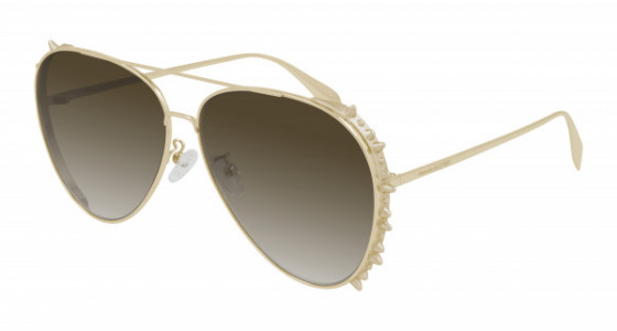 Alexander McQueen AM0308S Sunglasses, 002 - GOLD with BROWN lenses