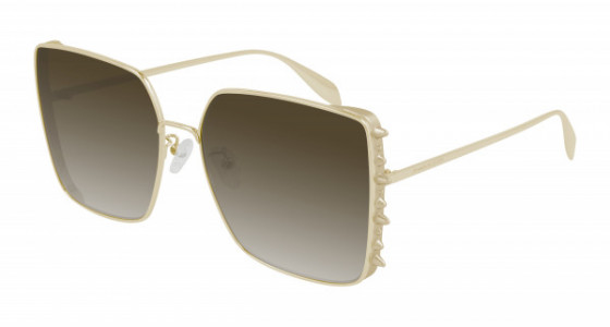 Alexander McQueen AM0309S Sunglasses, 002 - GOLD with BROWN lenses