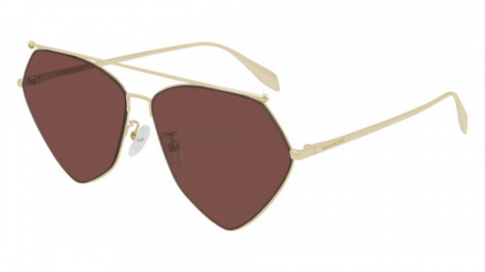 Alexander McQueen AM0317S Sunglasses, 002 - GOLD with BROWN lenses