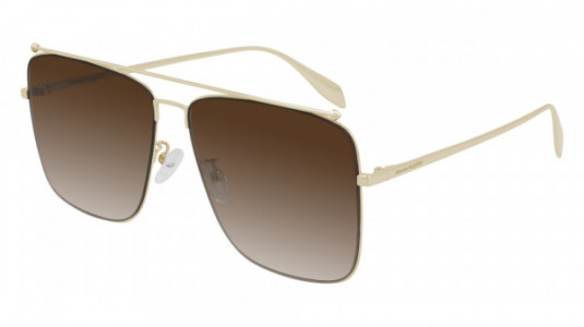 Alexander McQueen AM0318S Sunglasses, 002 - GOLD with BROWN lenses