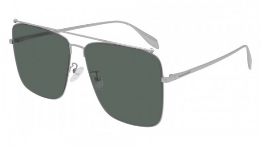 Alexander McQueen AM0318S Sunglasses, 004 - SILVER with GREEN lenses