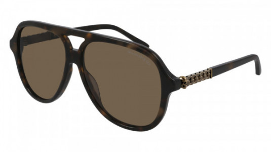 Alexander McQueen AM0322S Sunglasses, 002 - HAVANA with GOLD temples and BROWN lenses