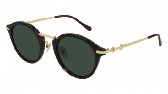 Gucci GG0917S Sunglasses, 002 - HAVANA with GOLD temples and GREEN lenses
