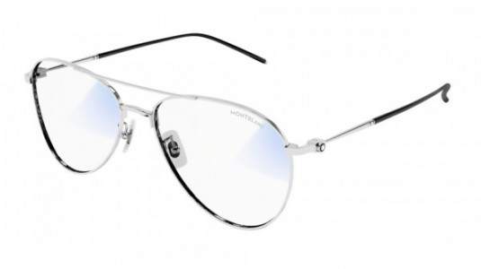 Montblanc MB0128S Sunglasses, 009 - SILVER with TRANSPARENT lenses
